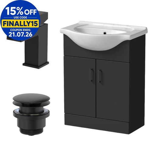 650mm matt black bathroom - black,