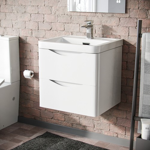 500mm white wall - 500mm, basin
