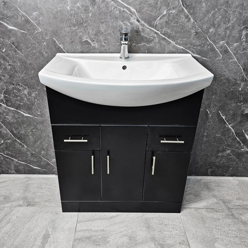 Black vanity unit 750mm with - black,