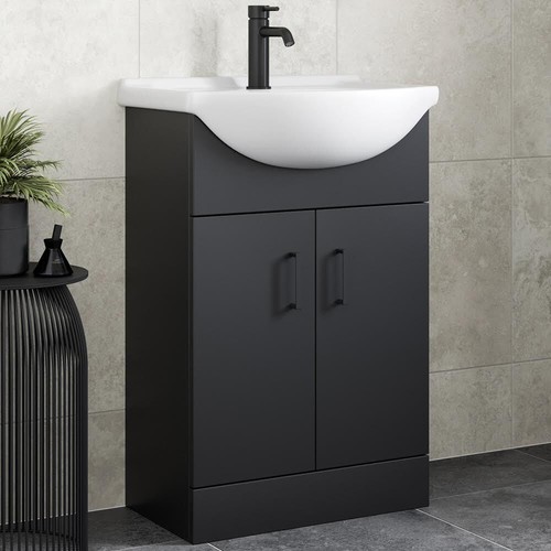 Black freestanding vanity - black, unit