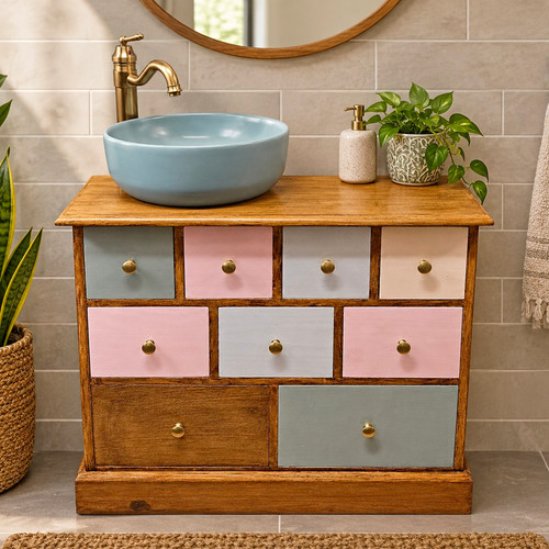 Freestanding wood single sink - wood,