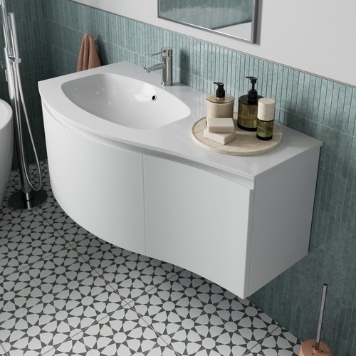 1000mm wall hung curved vanity - hung,
