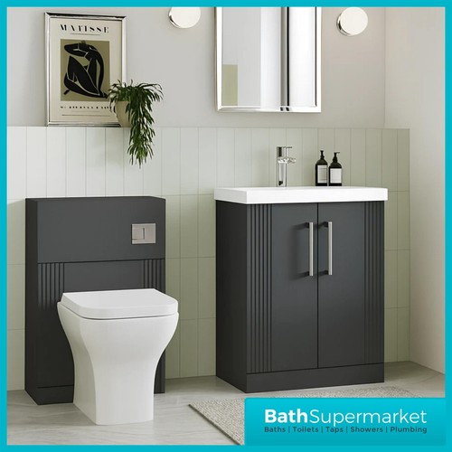 Black fluted vanity unit - fluted, &