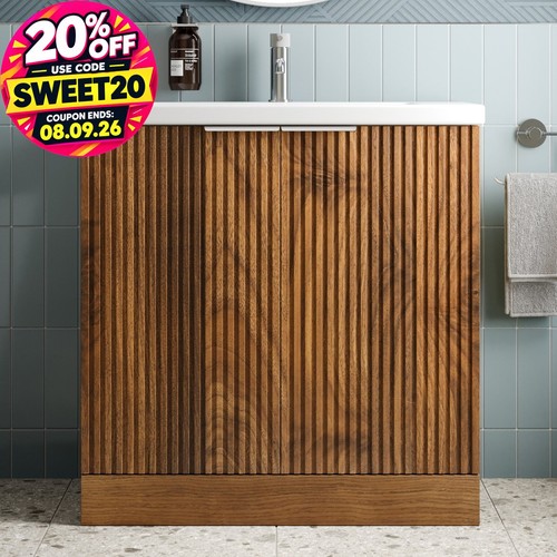 Fluted 800mm bathroom vanity - fluted,