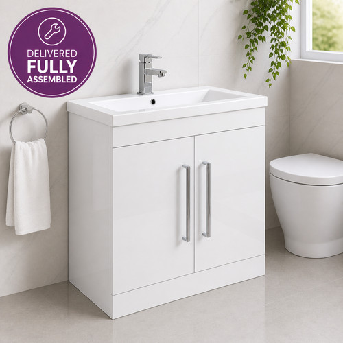 800mm white gloss vanity - white,