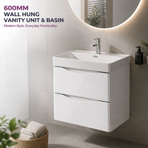 600mm white gloss - white, wall