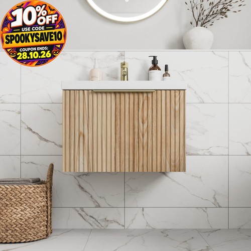 Fluted 600mm bathroom vanity - fluted,