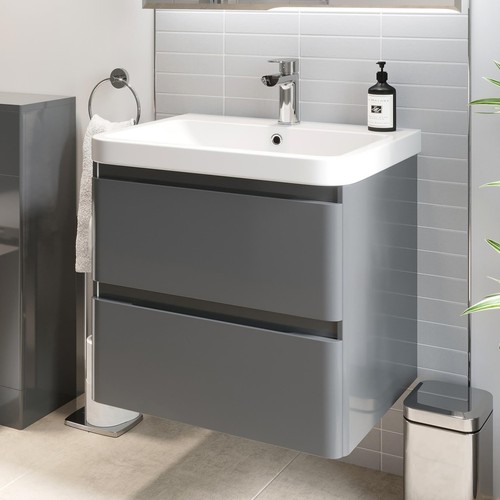 Grey gloss wall hung - grey, vanity